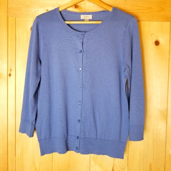 LOFT Sweaters - Ann Taylor Loft Cotton 3/4Sleeve Button Down Cardigan NWT